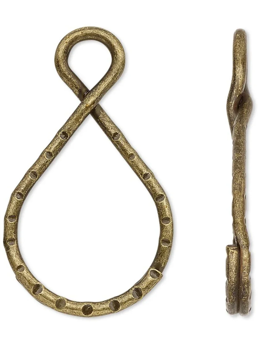 Bulk Antiqued Brass L Fancy 37x18mm Key Chain Jewelry Split Ring Findings 10 pcs